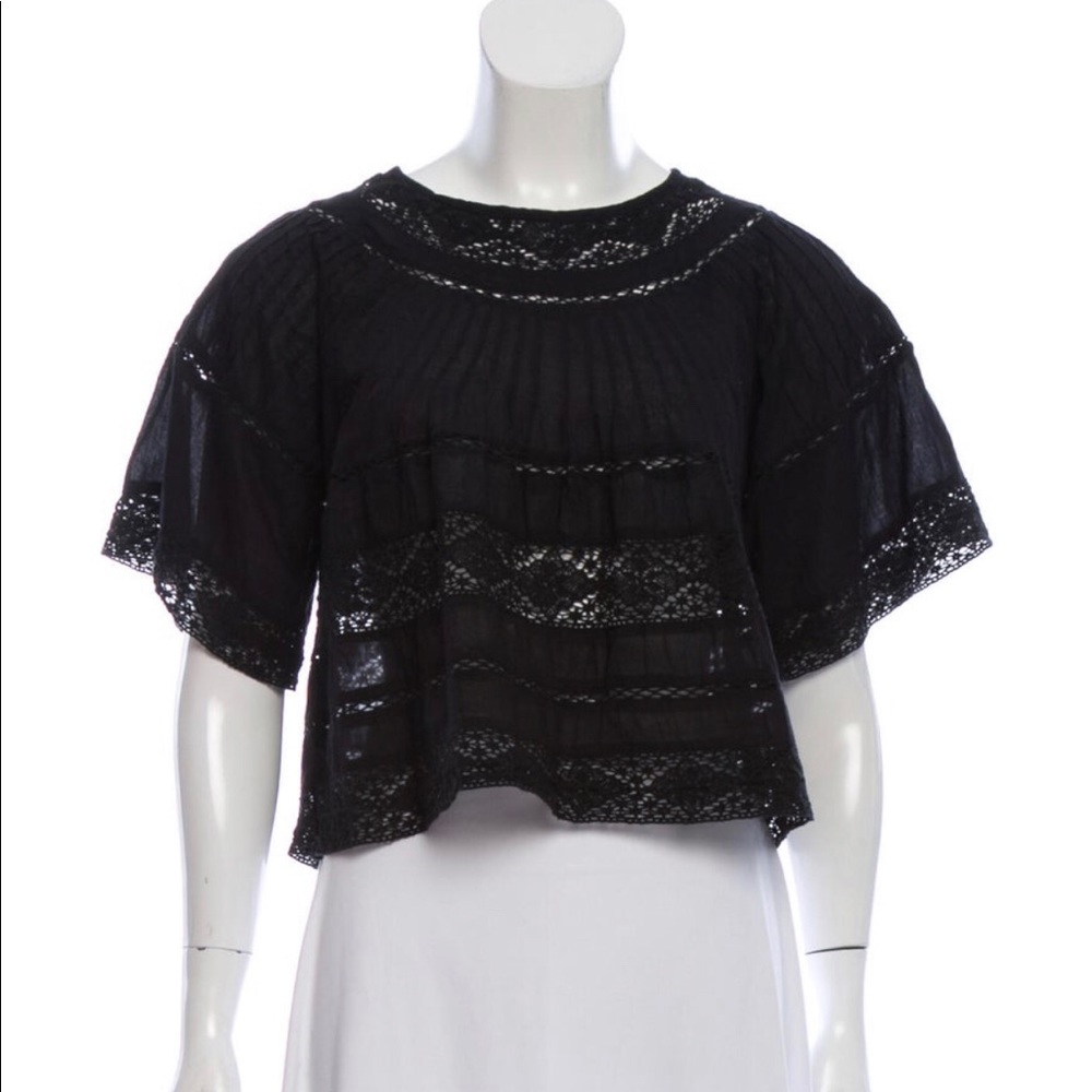 Loveshackfancy Black Crop Top Size S